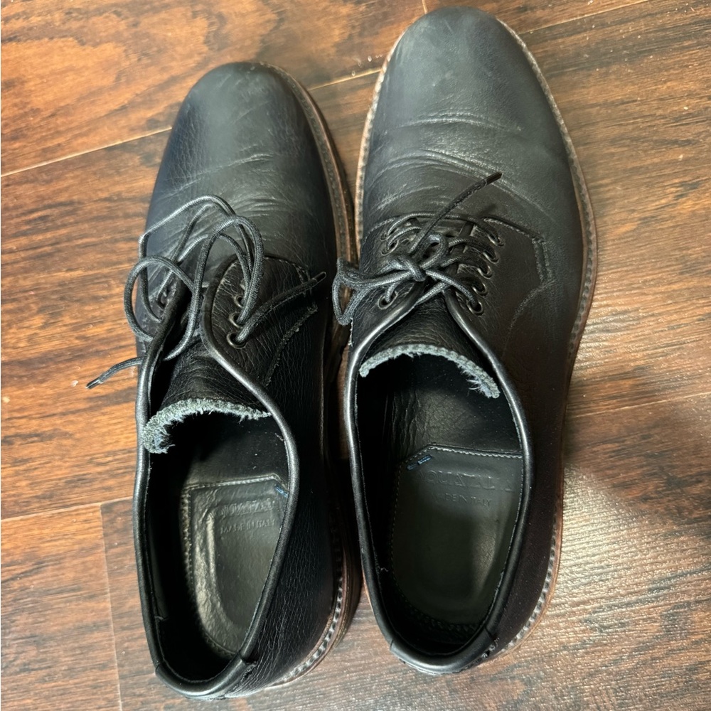 Aquatalia Men’s Leon Black Leather Lace Up Waterproof Shoes Size 9 - Picture 3 of 8